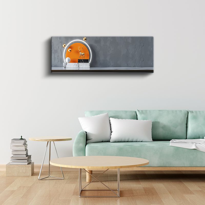 Altın Geyik - Modern Minimalist Geometrik Kompozisyon Kanvas Tablo