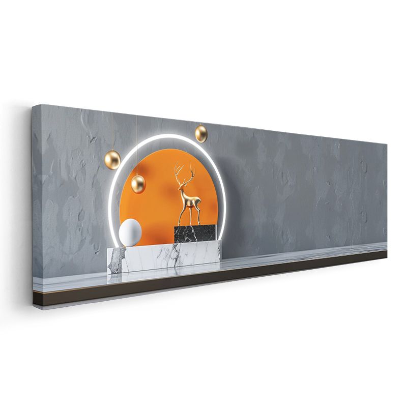 Altın Geyik - Modern Minimalist Geometrik Kompozisyon Kanvas Tablo