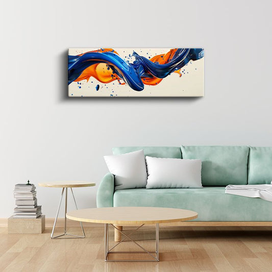 Mavi Turuncu Dalga - Dinamik Akışkan Boya Sanatı Kanvas Tablo