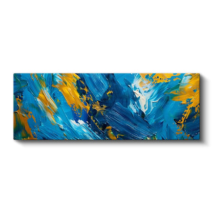Okyanus Esintisi - Mavi Sarı Fırça Darbeleri Soyut Kompozisyon Kanvas Tablo