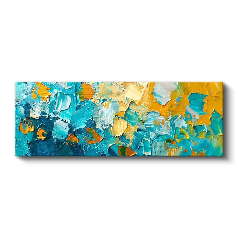 Turkuaz Doku - Sarı Aksan Detaylı Ekspresyonist Kanvas Tablo