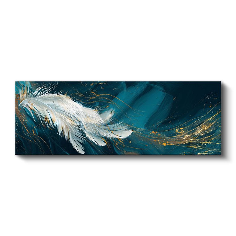 Zarif Tüy - Turkuaz ve Altın Detaylı Soyut Kanvas Tablo