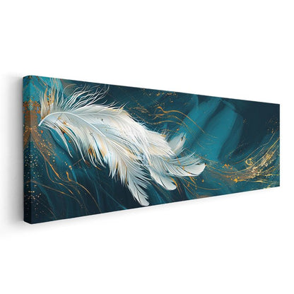 Zarif Tüy - Turkuaz ve Altın Detaylı Soyut Kanvas Tablo