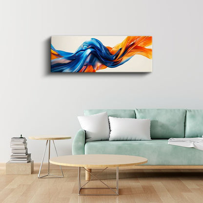 Mavi Turuncu Harmoni - Akışkan Formlar Dinamik Kanvas Tablo