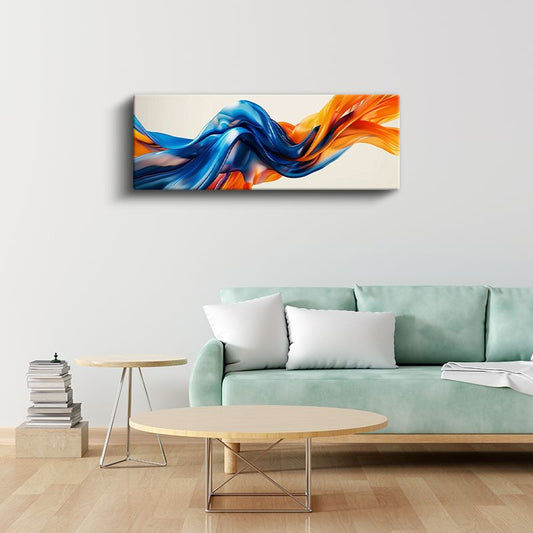 Mavi Turuncu Harmoni - Akışkan Formlar Dinamik Kanvas Tablo