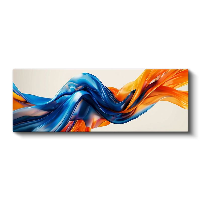 Mavi Turuncu Harmoni - Akışkan Formlar Dinamik Kanvas Tablo