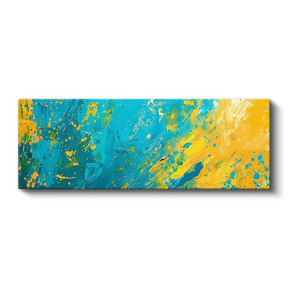 Renk Patlaması - Turkuaz ve Sarı Sıçramalar Kanvas Tablo