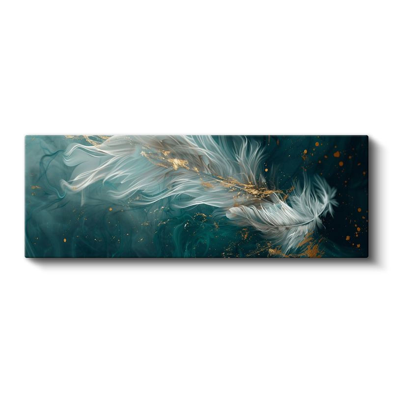 Altın Tüyler - Turkuaz Zeminde Zarif Detaylar Kanvas Tablo