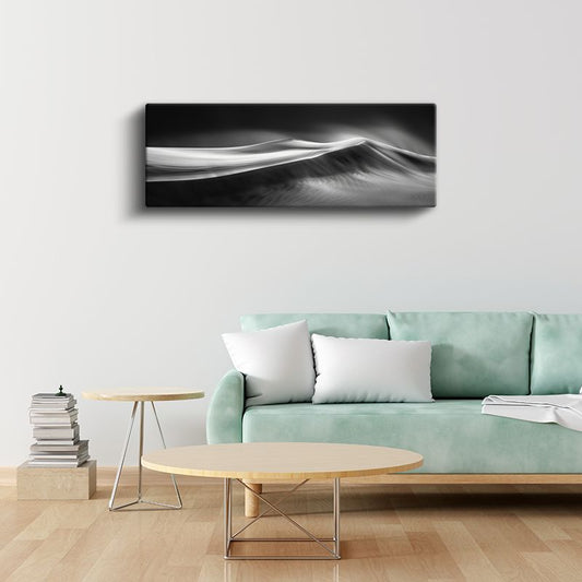 Minimalist Dalga - Siyah Beyaz Akışkan Form Kanvas Tablo