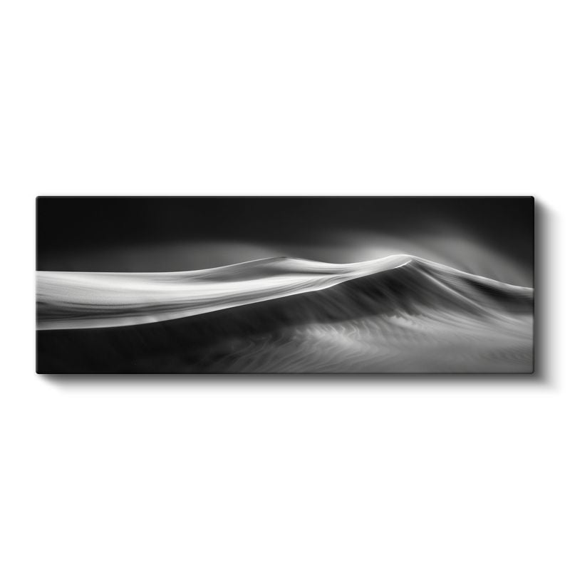 Minimalist Dalga - Siyah Beyaz Akışkan Form Kanvas Tablo