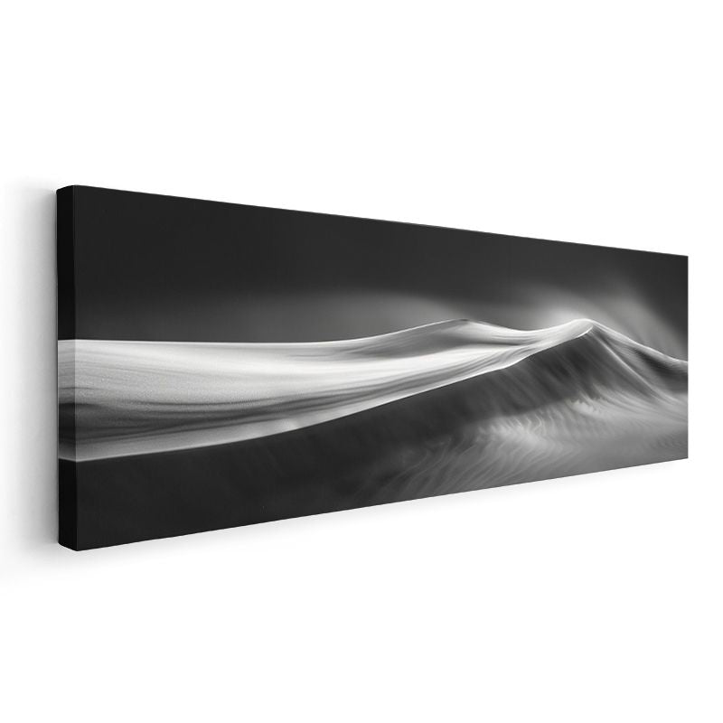 Minimalist Dalga - Siyah Beyaz Akışkan Form Kanvas Tablo