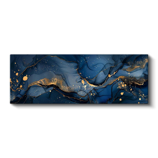 Okyanus Derinliği - Mavi Altın Mermer Efektli Kanvas Tablo
