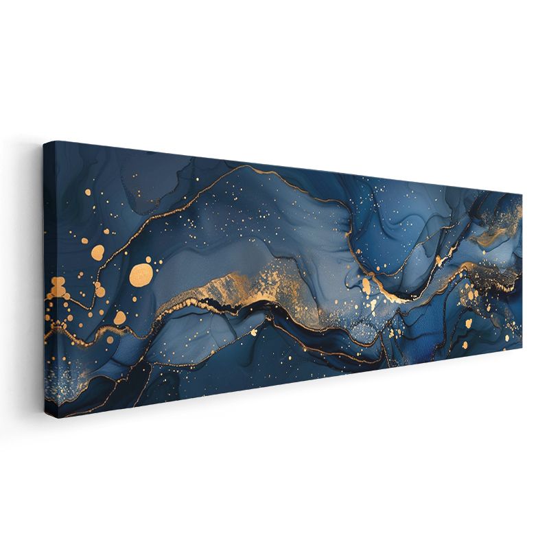 Okyanus Derinliği - Mavi Altın Mermer Efektli Kanvas Tablo
