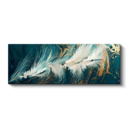 Zarif Tüyler - Mavi Zemin Üzerinde Beyaz Detaylar Kanvas Tablo