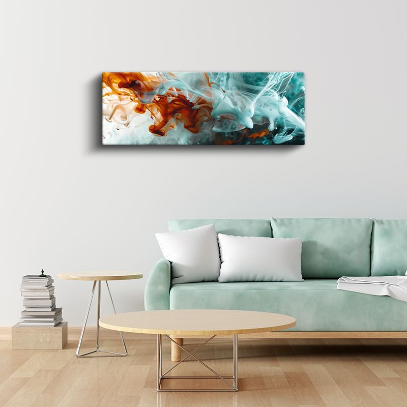 Ateş ve Su - Turuncu Mavi Kontrast Akışkan Sanat Kanvas Tablo