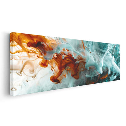Ateş ve Su - Turuncu Mavi Kontrast Akışkan Sanat Kanvas Tablo