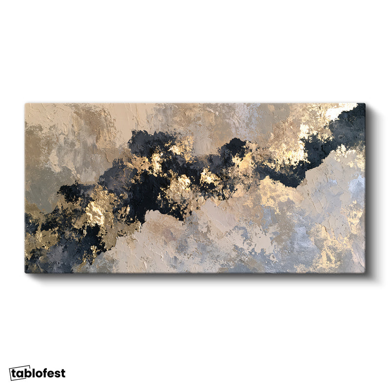 Yatay Panoramik Kanvas Tablo Soyut Kompozisyon Modern Sanat Tablosu Ev Ofis Duvar Dekoru