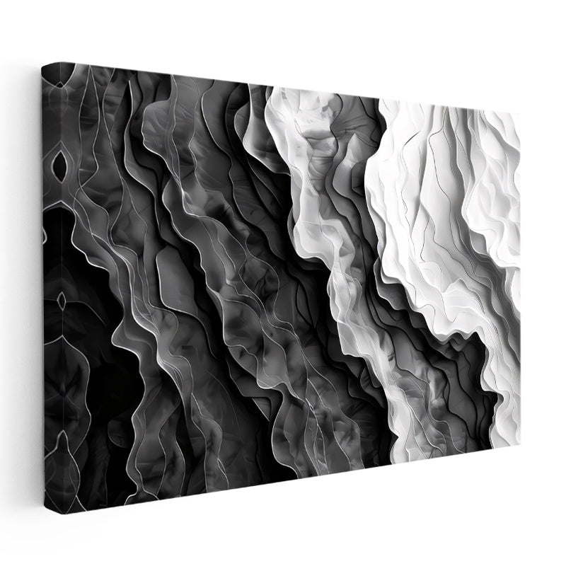 Yatay Kanvas Tablo Modern Dalga Katmanları Soyut Tablo Ev Ofis Duvar Dekoru