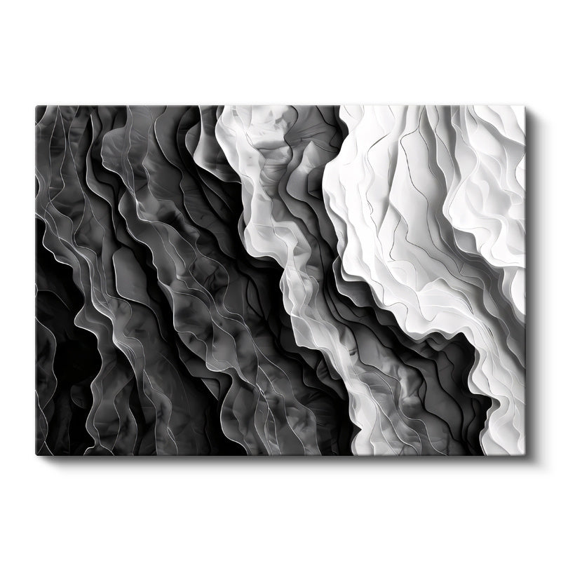 Yatay Kanvas Tablo Modern Dalga Katmanları Soyut Tablo Ev Ofis Duvar Dekoru