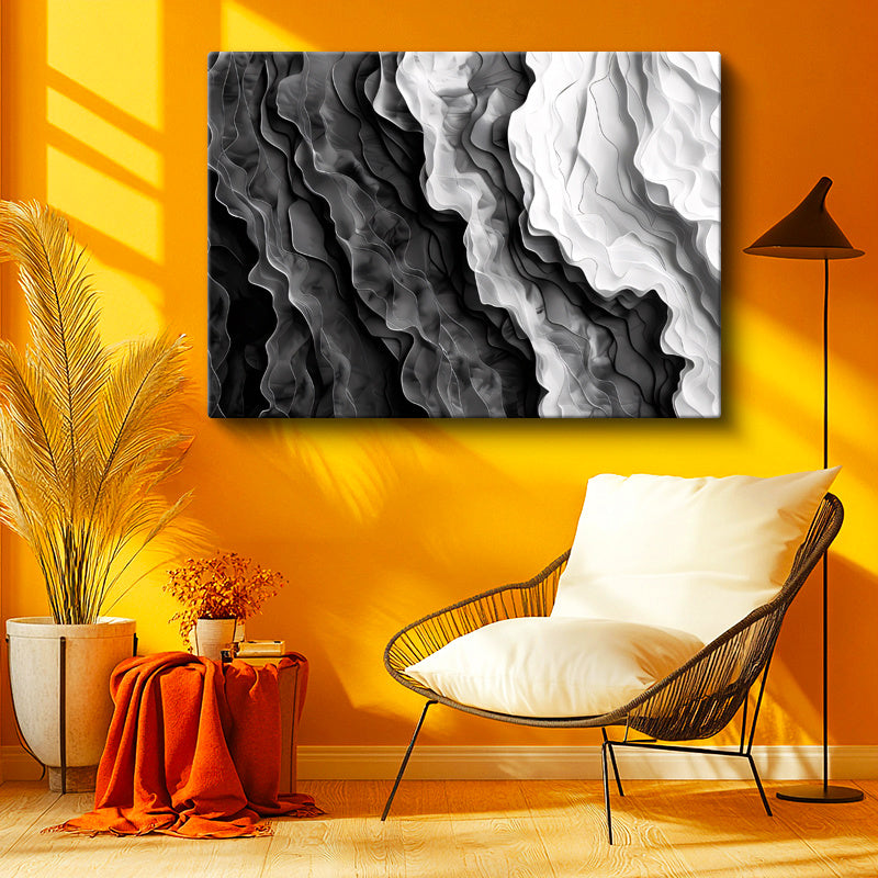 Yatay Kanvas Tablo Modern Dalga Katmanları Soyut Tablo Ev Ofis Duvar Dekoru