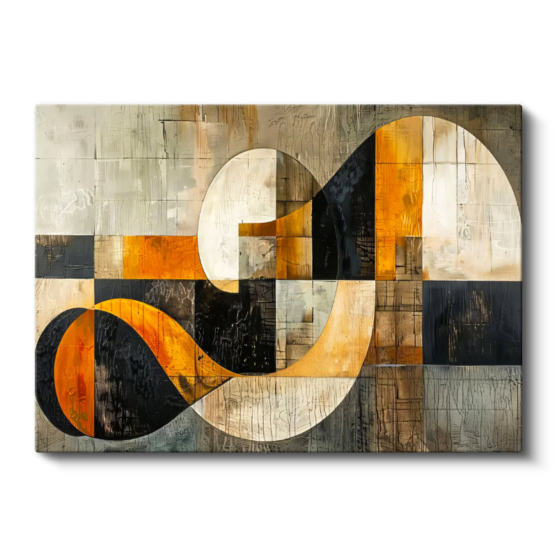 Yatay Kanvas Tablo Geometrik Form Geçişleri Soyut Tablo Ev Ofis Duvar Dekoru