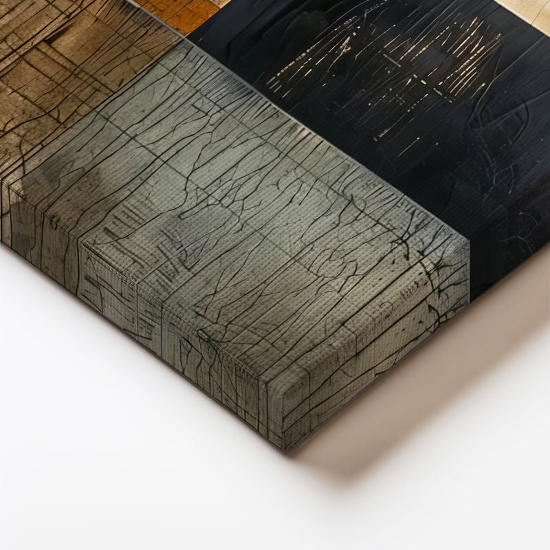 Yatay Kanvas Tablo Geometrik Form Geçişleri Soyut Tablo Ev Ofis Duvar Dekoru