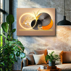 Yatay Kanvas Tablo Altın Geyik Figürleri Modern Sanat Tablosu Ev Ofis Duvar Dekoru