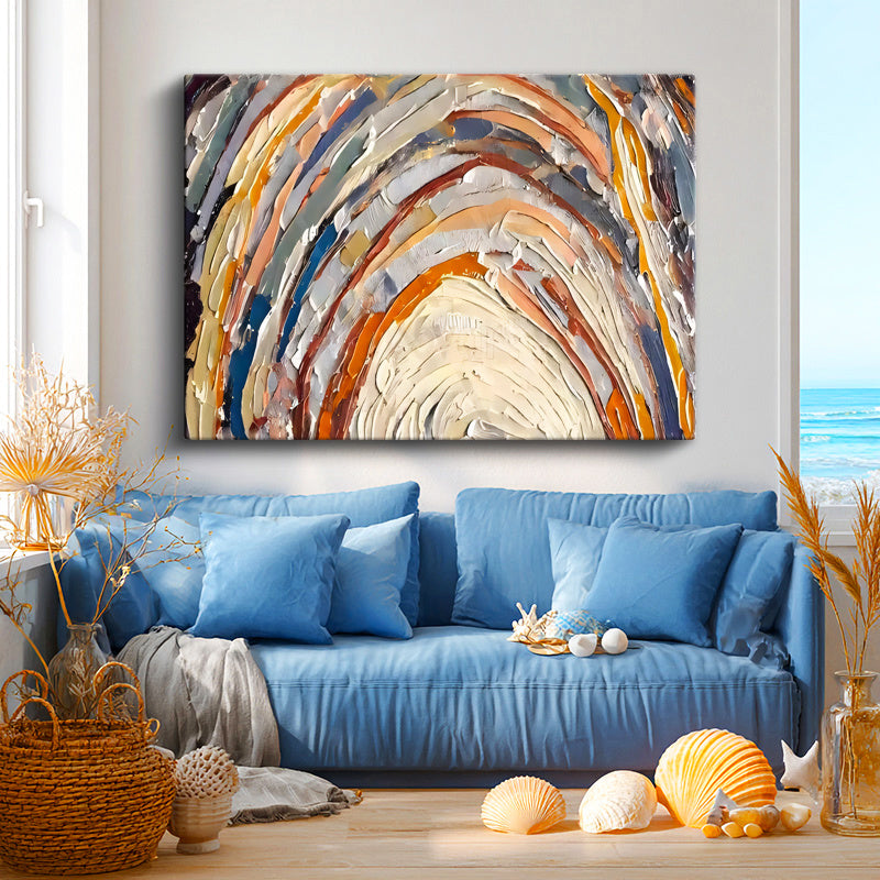 Yatay Kanvas Tablo Kıvrımlı Boya Dokusu Kabartma Görünümlü Tablo Ev Ofis Duvar Dekoru