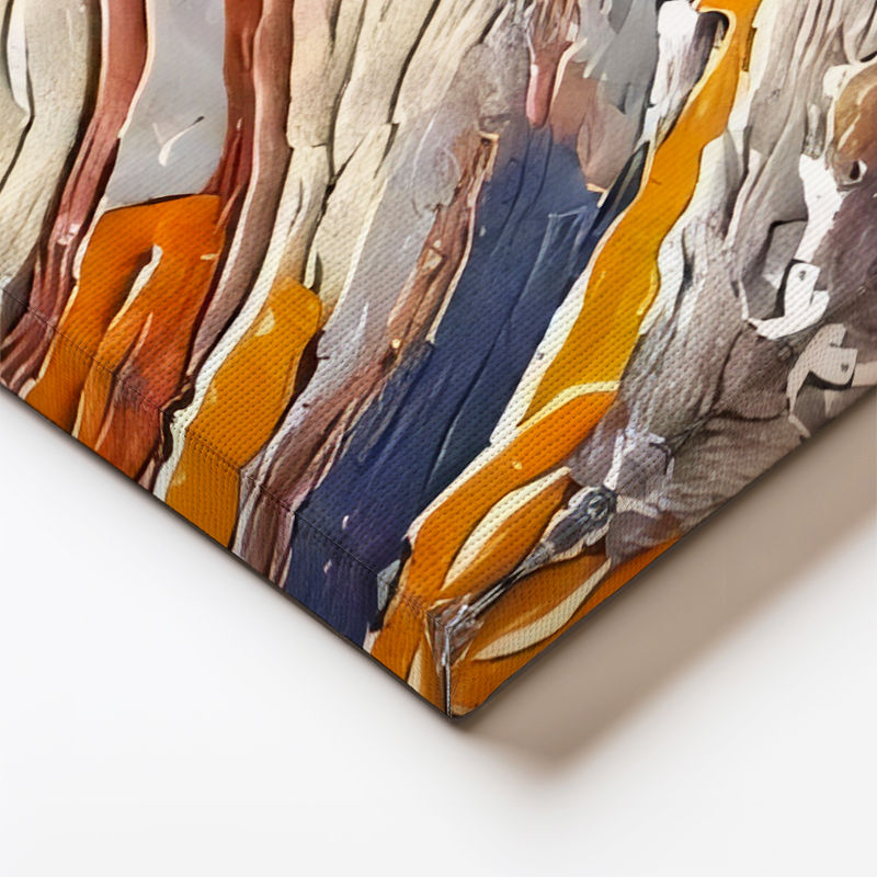 Yatay Kanvas Tablo Kıvrımlı Boya Dokusu Kabartma Görünümlü Tablo Ev Ofis Duvar Dekoru