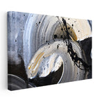 Yatay Kanvas Tablo Siyah Ve Bej Fırça Darbeleri Soyut Tablo Ev Ofis Duvar Dekoru