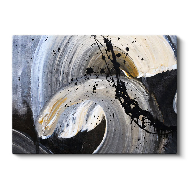 Yatay Kanvas Tablo Siyah Ve Bej Fırça Darbeleri Soyut Tablo Ev Ofis Duvar Dekoru