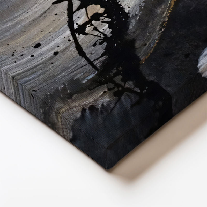 Yatay Kanvas Tablo Siyah Ve Bej Fırça Darbeleri Soyut Tablo Ev Ofis Duvar Dekoru