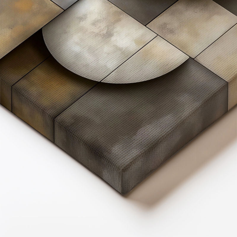 Yatay Kanvas Tablo Geometrik Bloklar Ve Eğriler Modern Soyut Tablosu Ev Ofis Duvar Dekoru