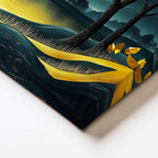 Yatay Kanvas Tablo Altın Yansımalı Göl Ve Dağ Modern Manzara Tablosu Ev Ofis Duvar Dekoru