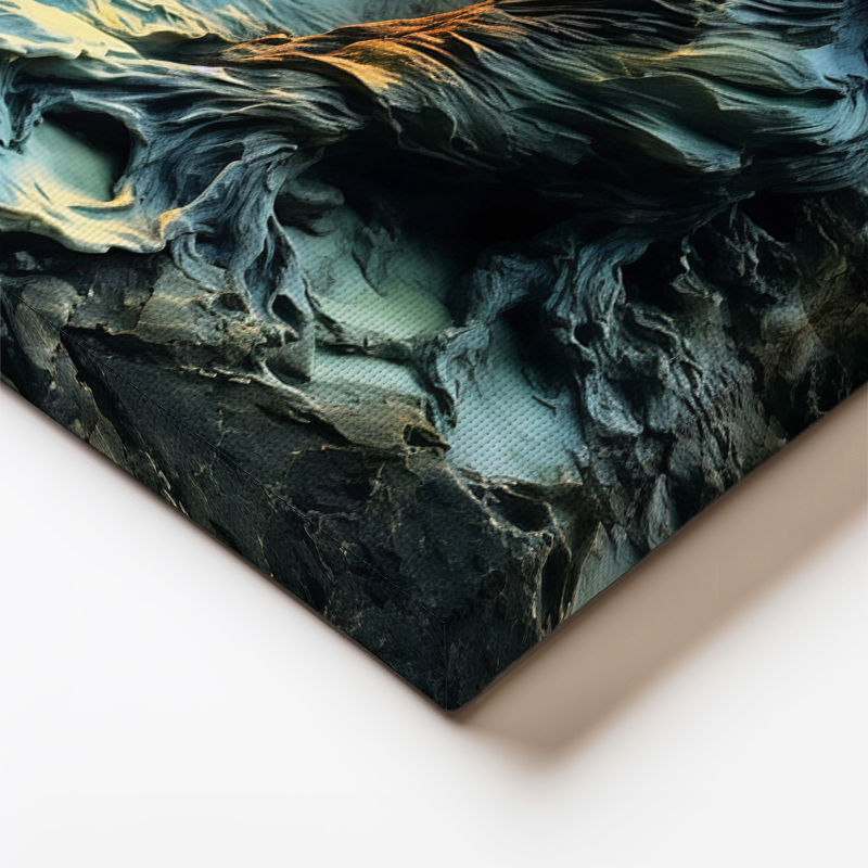 Yatay Kanvas Tablo Kayalık Sahil Ve Güneş Dokusu Kabartma Görünümlü Tablo Ev Ofis Duvar Dekoru