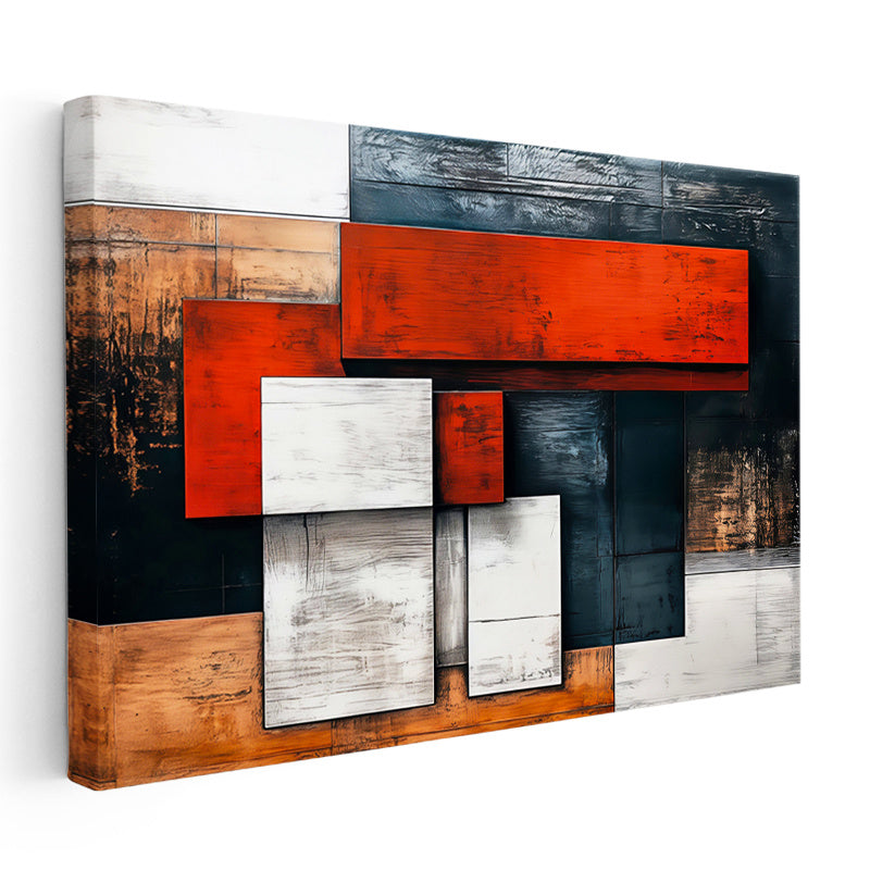 Yatay Kanvas Tablo Geometrik Dikdörtgenler Modern Soyut Tablo Ev Ofis Duvar Dekoru