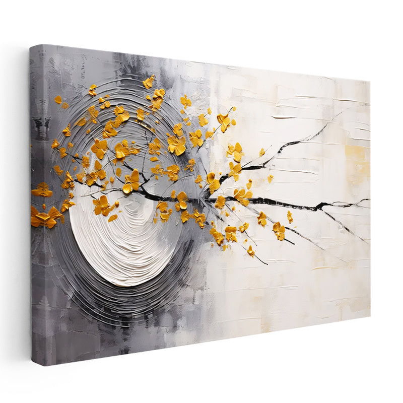 Yatay Kanvas Tablo Bahar Dalı Kompozisyonu Modern Sanat Tablosu Ev Ofis Duvar Dekoru