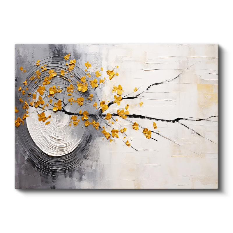 Yatay Kanvas Tablo Bahar Dalı Kompozisyonu Modern Sanat Tablosu Ev Ofis Duvar Dekoru