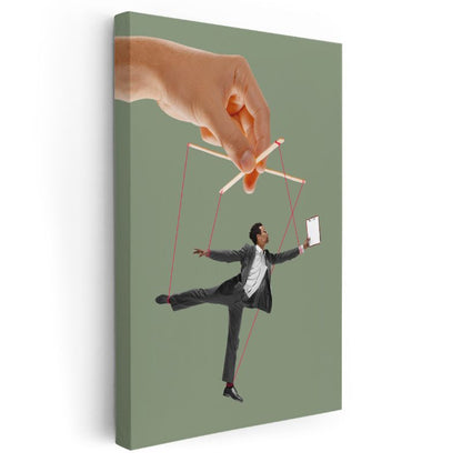 Kukla İplerinde İş Adamı - Modern Hayatın Kontrolü Kanvas Tablo