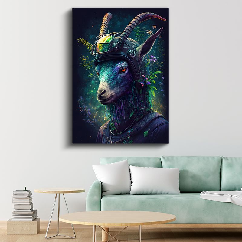 Kozmik Keçi - Doğa ve Teknolojinin Birleşimi Kanvas Tablo