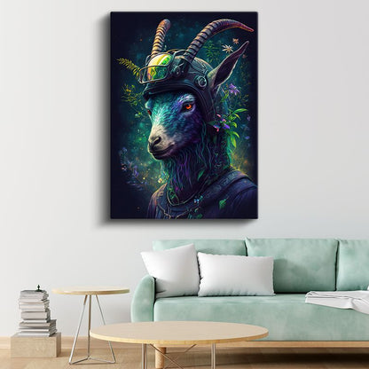 Kozmik Keçi - Doğa ve Teknolojinin Birleşimi Kanvas Tablo