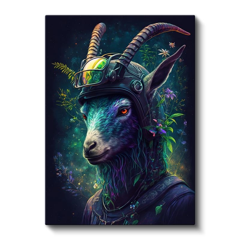 Kozmik Keçi - Doğa ve Teknolojinin Birleşimi Kanvas Tablo