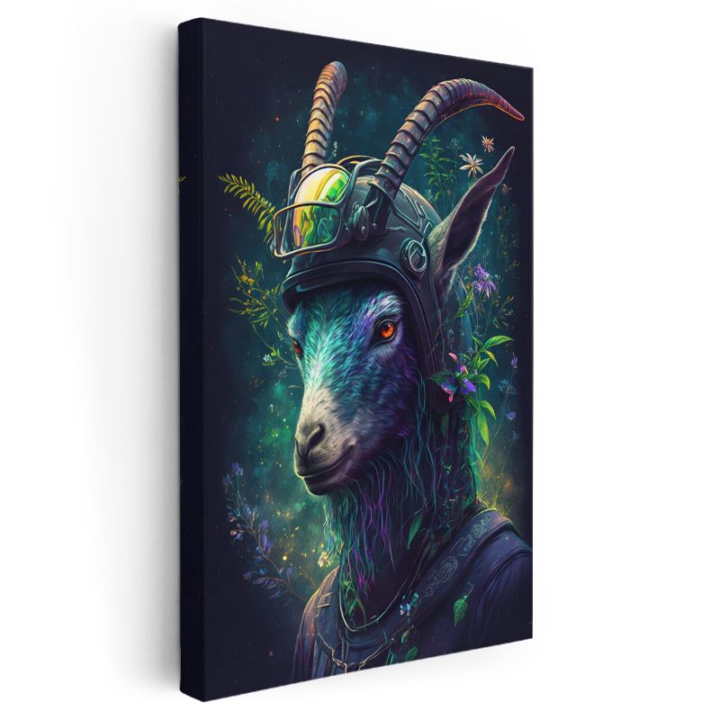 Kozmik Keçi - Doğa ve Teknolojinin Birleşimi Kanvas Tablo