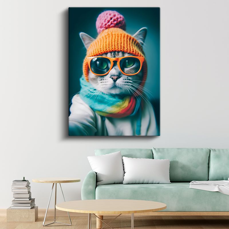 Hipster Kedi - Renkli Kişiliğin Yansıması Kanvas Tablo