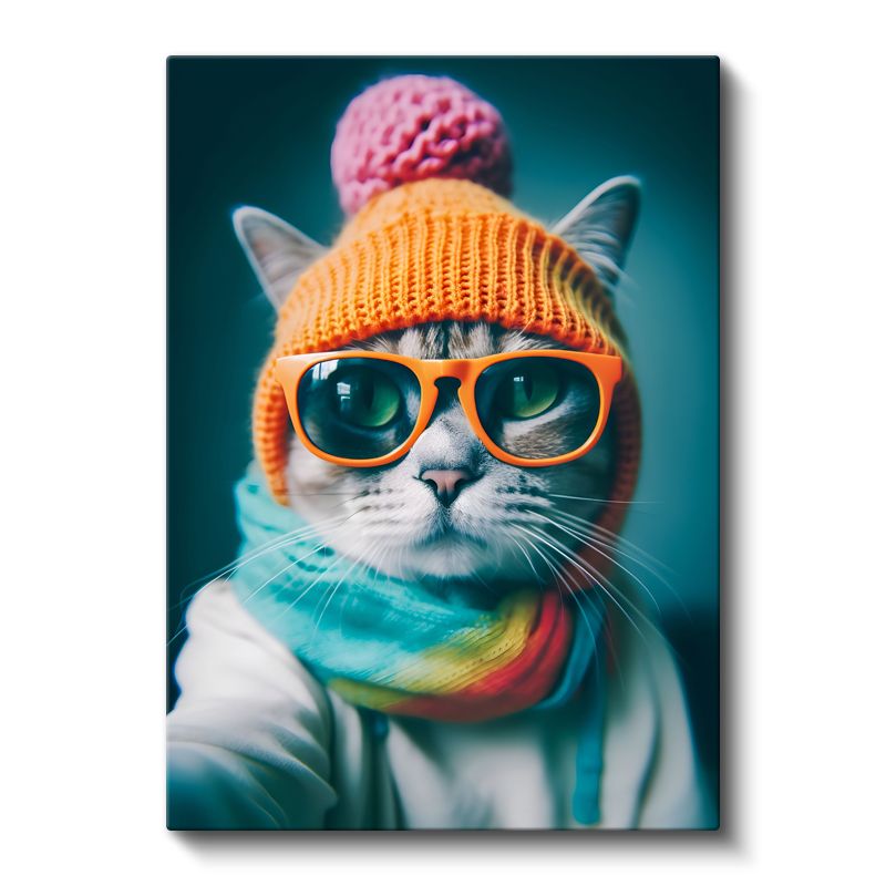 Hipster Kedi - Renkli Kişiliğin Yansıması Kanvas Tablo