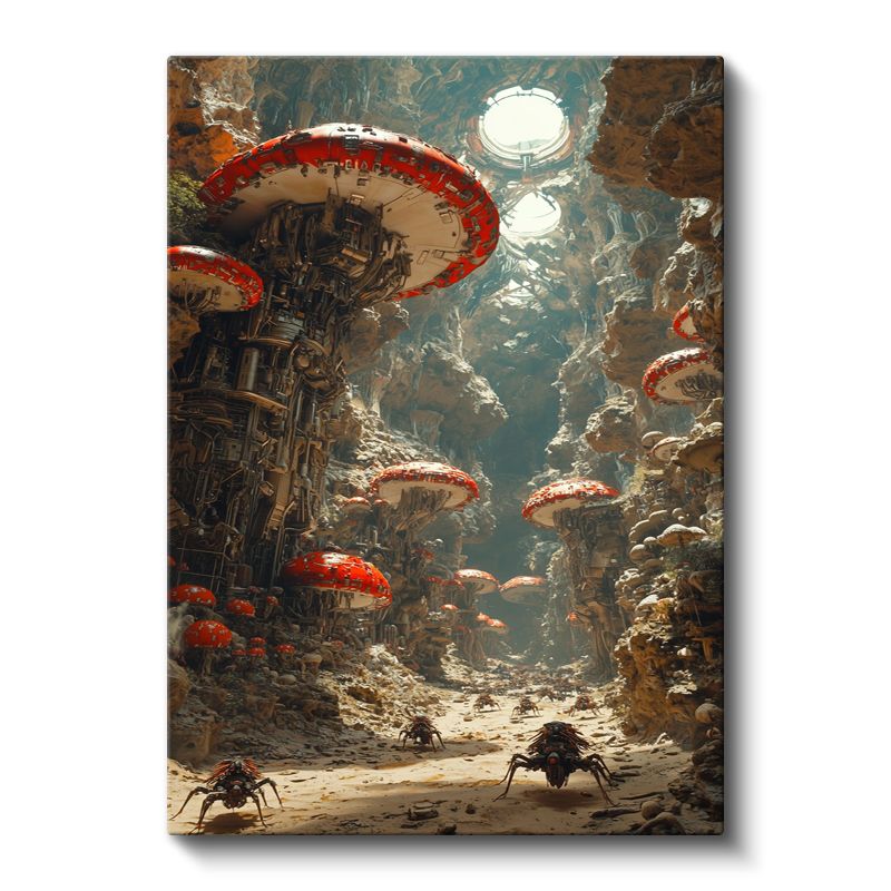 Mantar Kolonisi - Mekanik Yeraltı Dünyası Kanvas Tablo