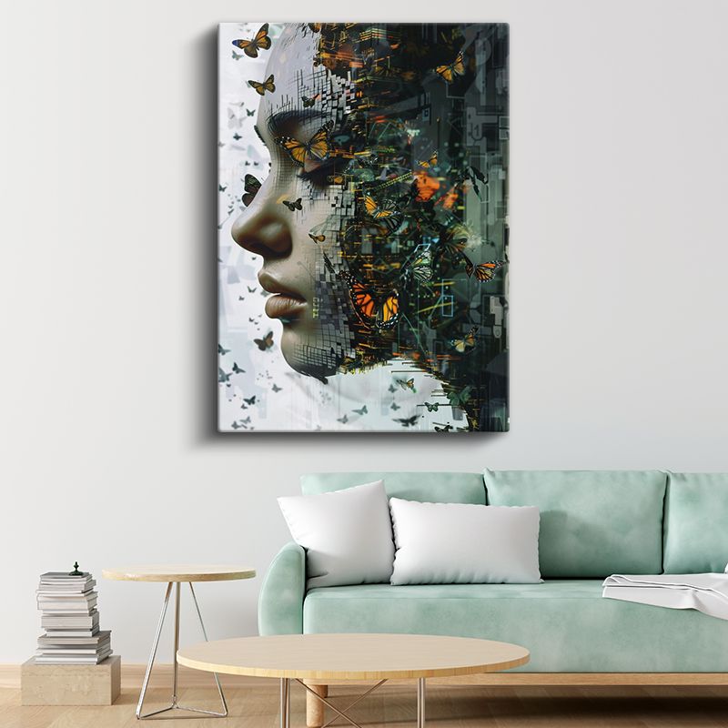 Dijital Metamorfoz - Kelebek Zihin Dönüşümü Kanvas Tablo