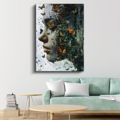 Dijital Metamorfoz - Kelebek Zihin Dönüşümü Kanvas Tablo