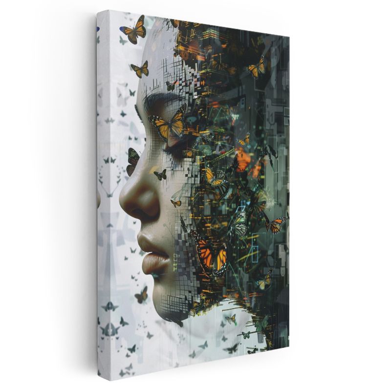 Dijital Metamorfoz - Kelebek Zihin Dönüşümü Kanvas Tablo
