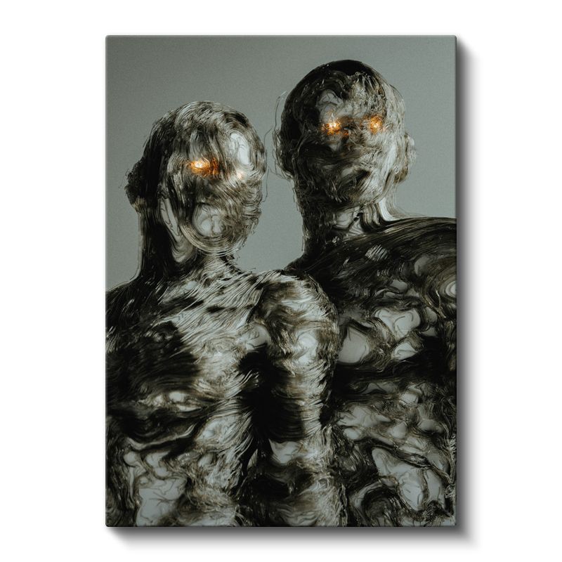 Karanlık Varlıklar - Işıldayan Gözleriyle Beliren Figürler Kanvas Tablo